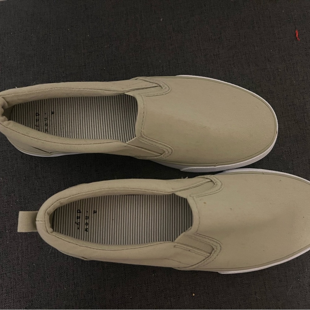 Green slip on sneakers!